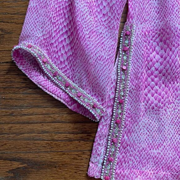 Adrienne Landau Pink and White Silk Tunic Top - Picture 5 of 7